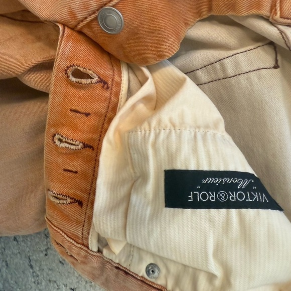 Viktor & Rolf size 48 (12-14) Women's Boot Cut Jeans in orange/crème EUC - Picture 9 of 15